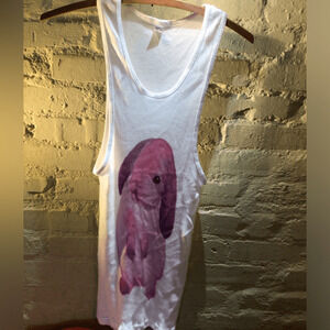 NEW! Rare Los Angeles Apparel Ribbed Pink Bunny Print